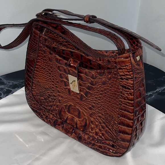 Women’s Bag BRAHMIN Melbourne Leather Pecan Johanna Brown Crossbody AUTHENTIC - Picture 12 of 14